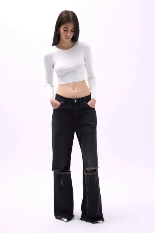 Crew Neck Textured Crop - 4