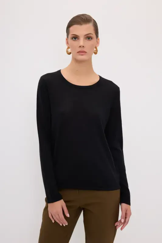 Crew Neck Wool Knit Sweater-001 - Modazone