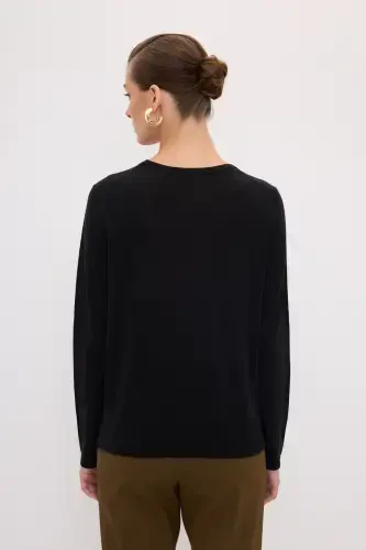 Crew Neck Wool Knit Sweater-001 - 5