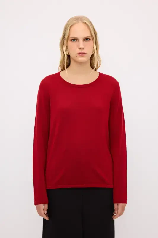 Crew Neck Wool Knit Sweater-012 - 1