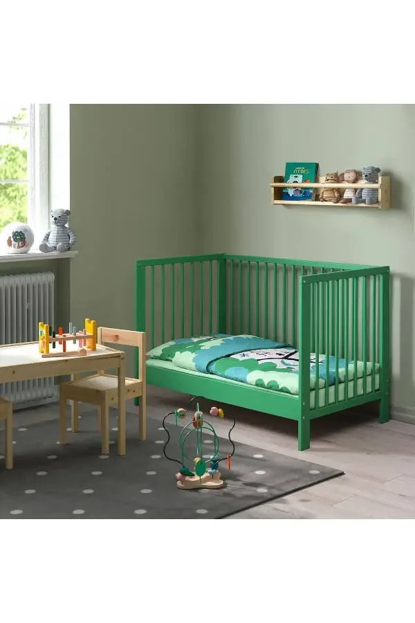 Crib, green, 60x120 cm. - 3