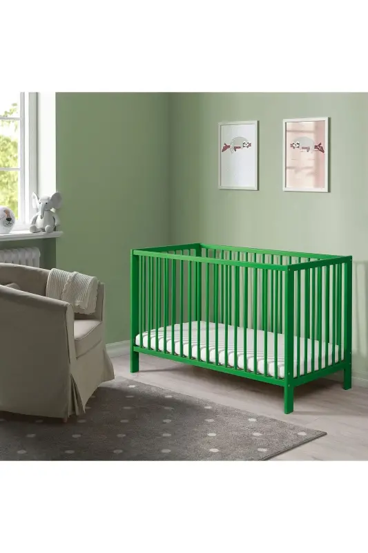Crib, green, 60x120 cm. - 7