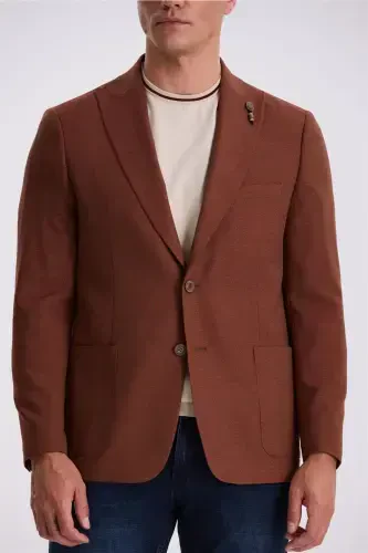 Crimson Classic Fit Swallow Collar Pocketed Jacket - 3