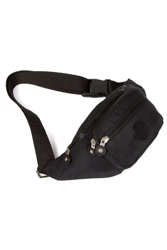 Crinkle Crossbody Waist Shoulder and Sports Bag and Mechanism Wallet - Black-12 - 4