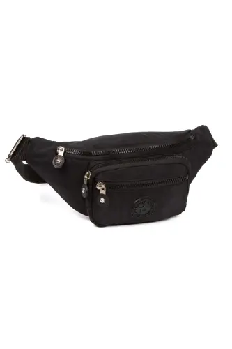 Crinkle Crossbody Waist Shoulder and Sports Bag and Mechanism Wallet - Black-12 - 5