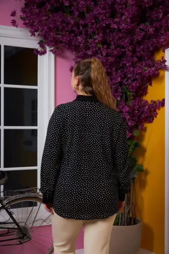 Crinkle Fabric Plus Size Shirt Polka Dot - 7