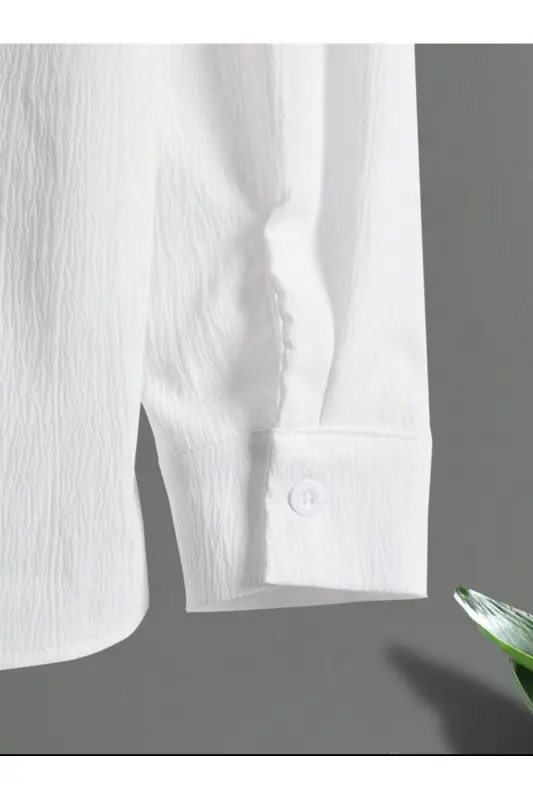 2026 YENİ SEZON Likralı Unisex Kadın Erkek Uzun Kol Gömlek Eşofman Takım - UZUN-BEYAZ - 4
