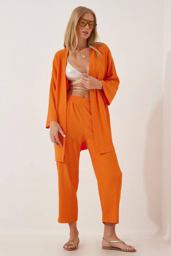 Bürümcük Kimono Pantolon Takım-Turuncu - 4