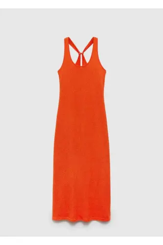 Criss-cross back knitted dress-Orange - 3