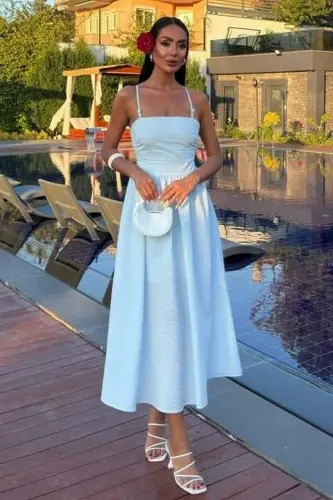 Criss-Cross Strappy Beaded Dress 2902-08 - BÜYÜKBEDENIZ (1)