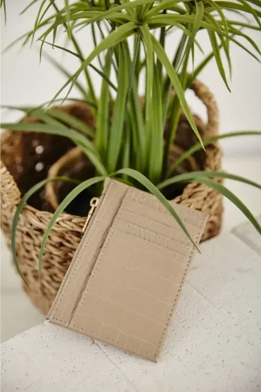 Crocodile-Effect Zipped Cardholder Wallet-Vison - NAKSHISTORE