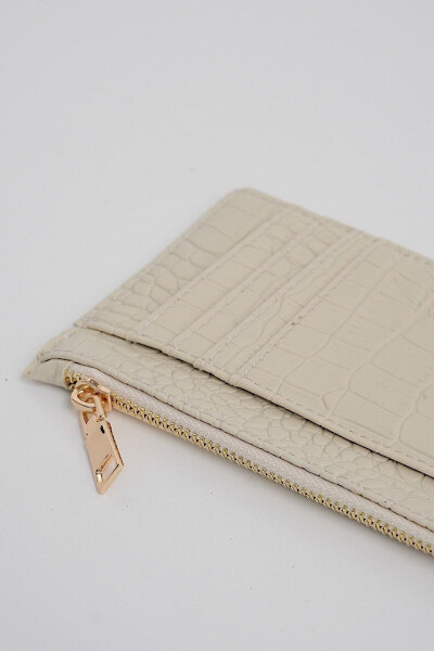 Crocodile Skin Look Zipper Detailed Card Wallet - 4