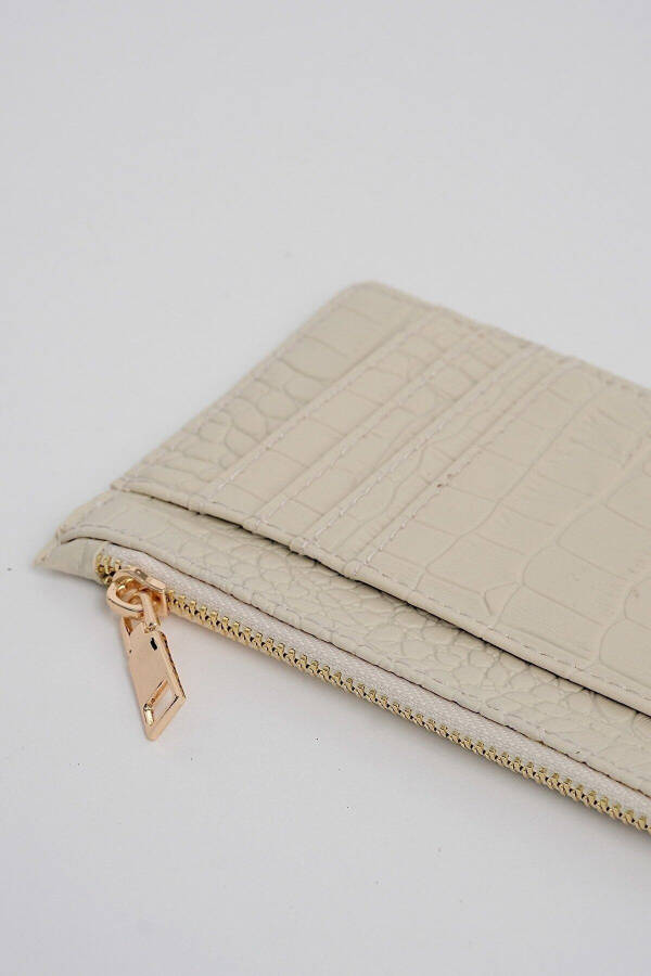 Crocodile Skin Look Zipper Detailed Card Wallet - 4