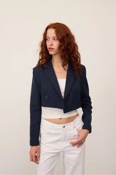 Crop Blazer Ceket C7208-Z14-Laci - 3