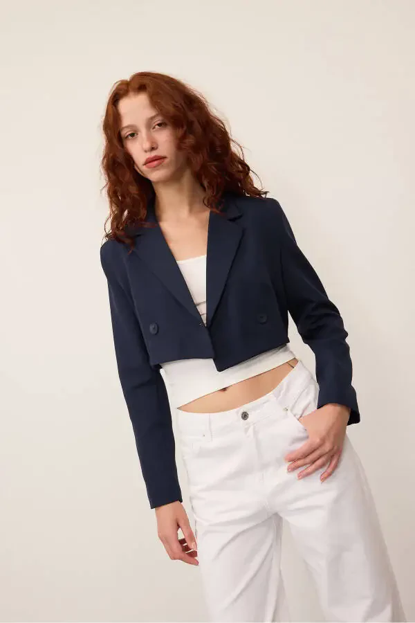 Crop Blazer Ceket C7208-Z14-Laci - 6