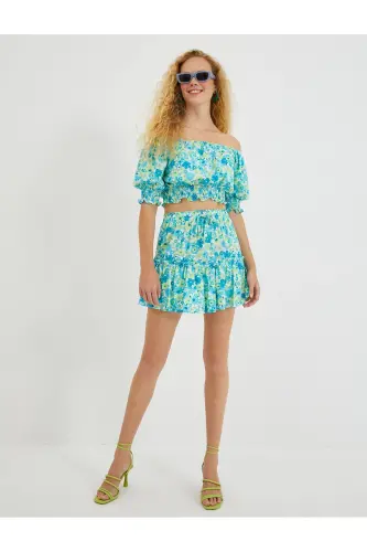 Crop Blouse Balloon Sleeve Guipure Detailed - KOTON (1)