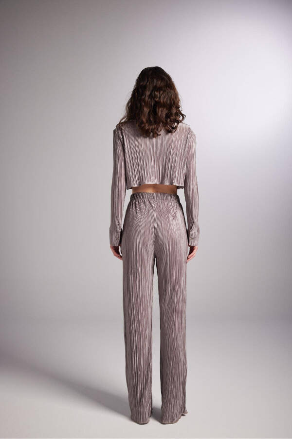 Crop Model Button Closure Comfy Crop Shirt Mocha - 5