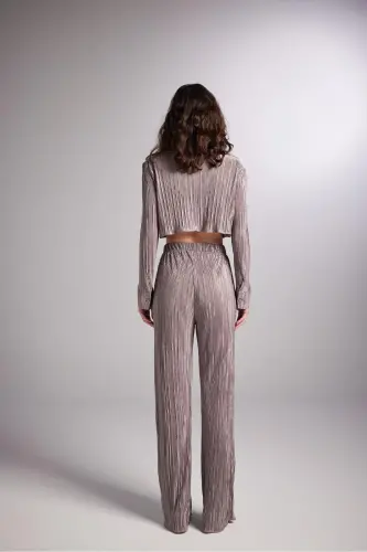 Crop Model Button Closure Comfy Crop Shirt Mocha - 6