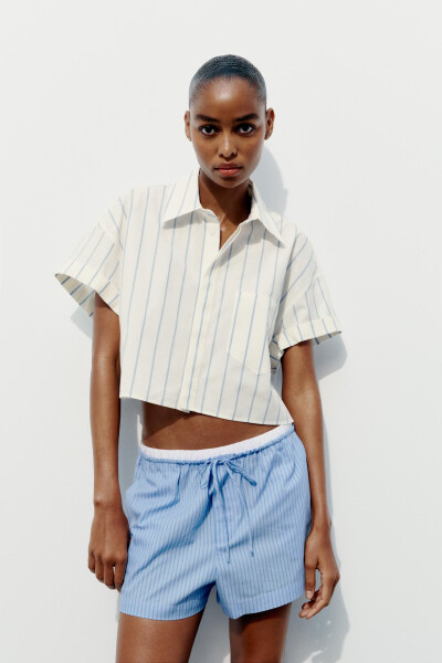 CROP POPLIN SHIRT Blue/White - 18