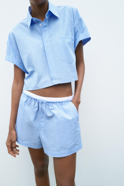 CROP POPLIN SHIRT Blue/White Blues - 30