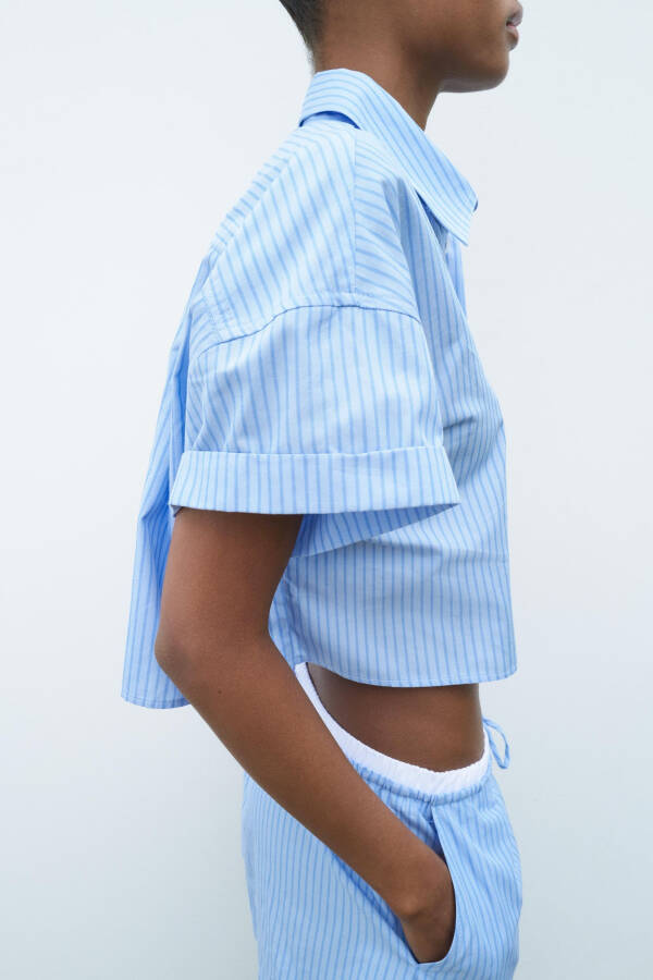 CROP POPLIN SHIRT Blue/White Blues - 31