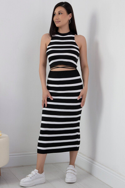 Crop Skirt Striped Knit Two-Piece Set ARD2655 - 3