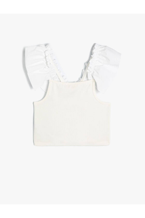 Crop tank top, sleeveless, ruffled and V-neck. - 2