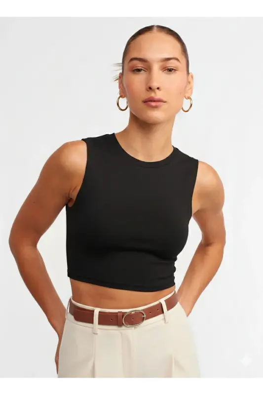 Crop Top-BLACK-BLAck - DILVIN