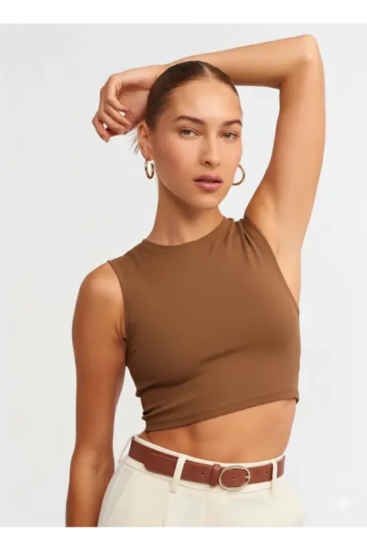 Crop Top-Brown - brown - 2