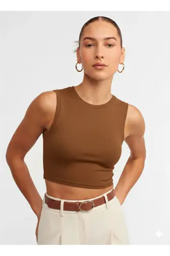 Crop Top-Brown-brown 