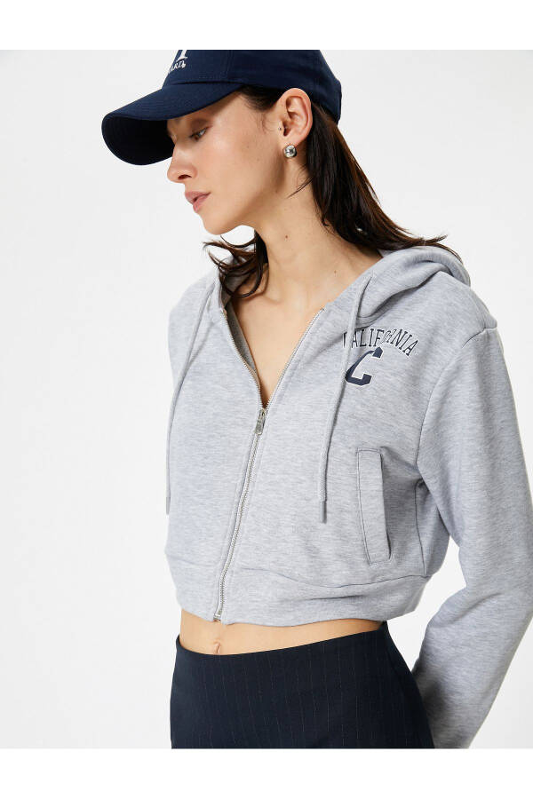 Cropped Hoodie with Pockets and Zipper - 2