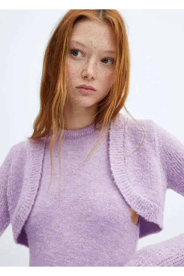 Cropped Knit Cardigan - 1