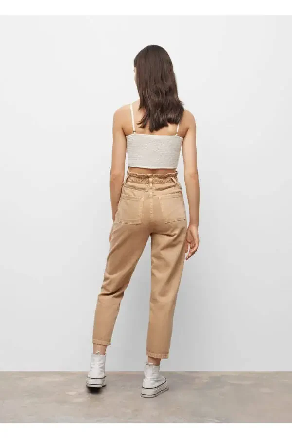 Cropped Leg Paperbag Jean - 3