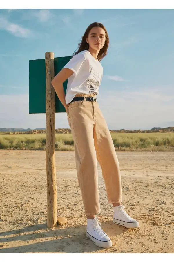 Cropped Leg Paperbag Jean - 4