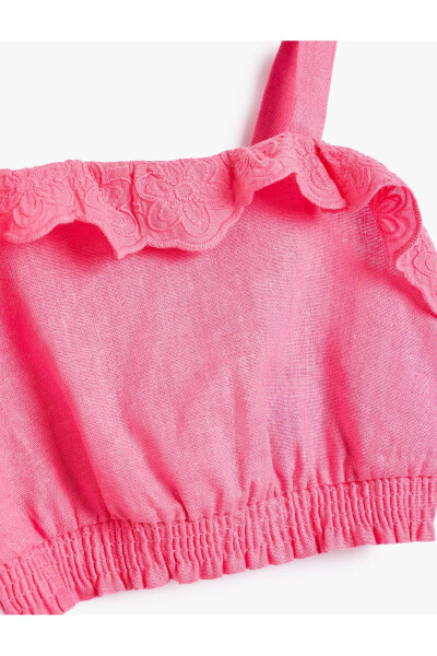 Cropped linen blouse with straps and ruffle details. - 6