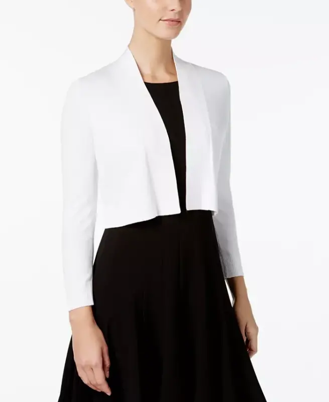 Cropped Open-Front Cardigan - 1