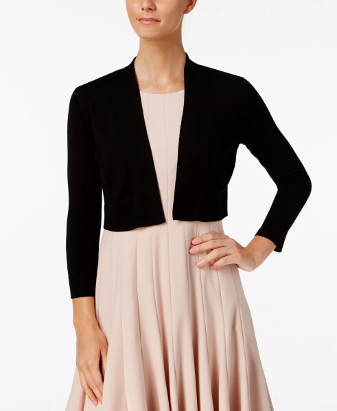 Cropped Open-Front Cardigan Black - 8