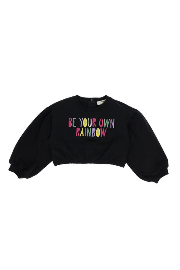 Cropped sweatshirt with colorful embroidered lettering - 1