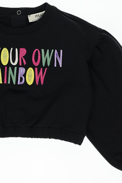 Cropped sweatshirt with colorful embroidered lettering - 3