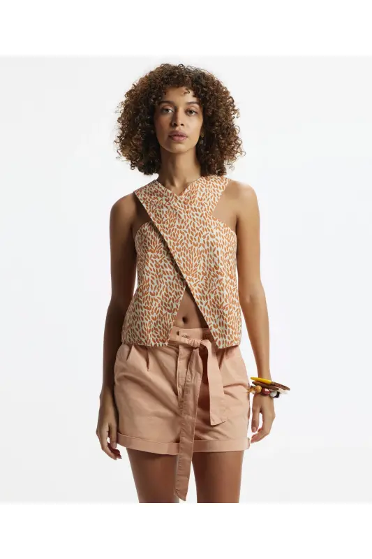 Cross Neck Back Elastic Blouse - YARGICI