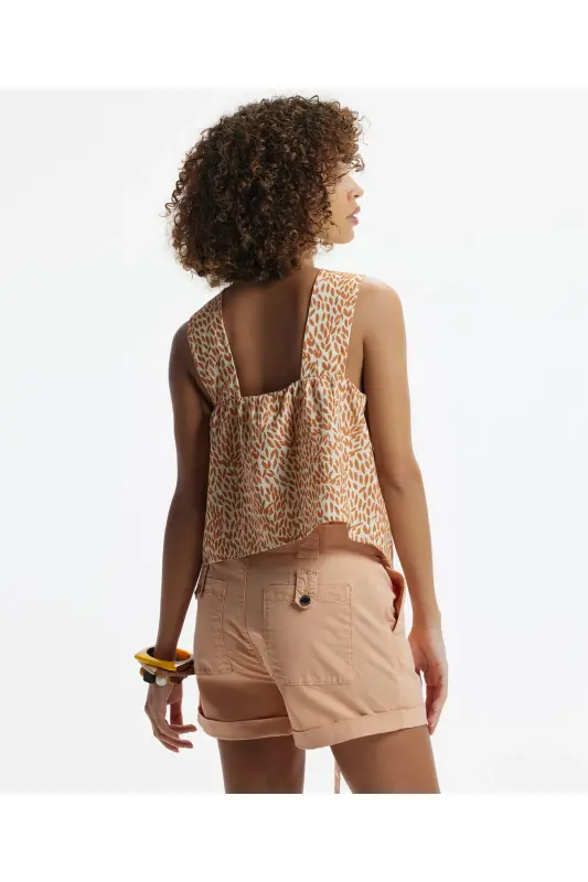 Cross Neck Back Elastic Blouse - 3