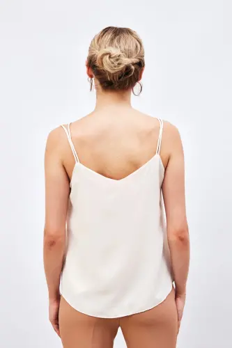 Cross Strap Tank Top - Beige-BEIGE - 4