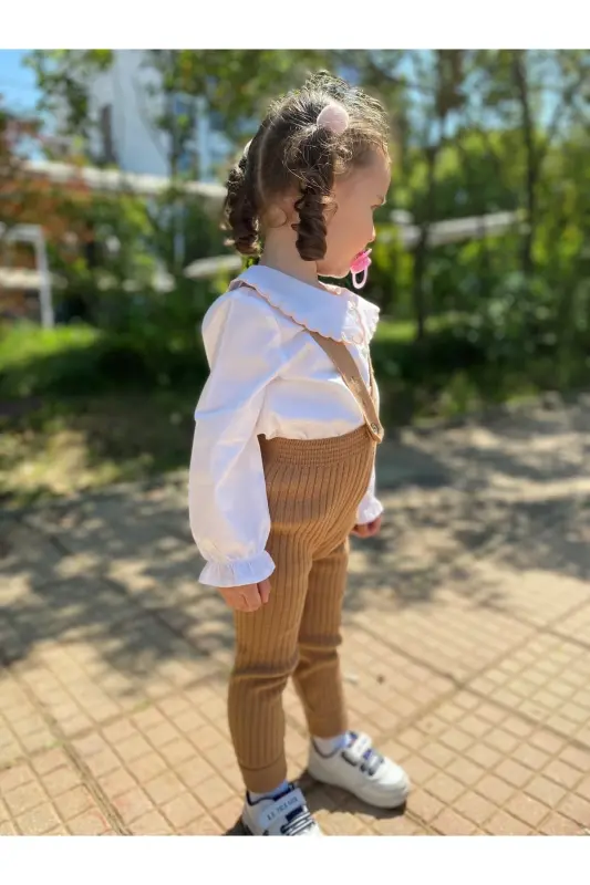 Cross-Strapped Adjustable Baby Toddler Jumpsuit Leggings Brown - 5