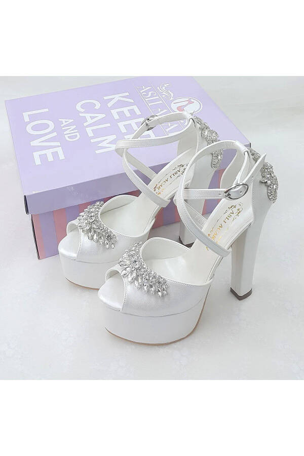 Cross Strapped Stone Design High Heel Bridal Shoes Aslı Acar - 1