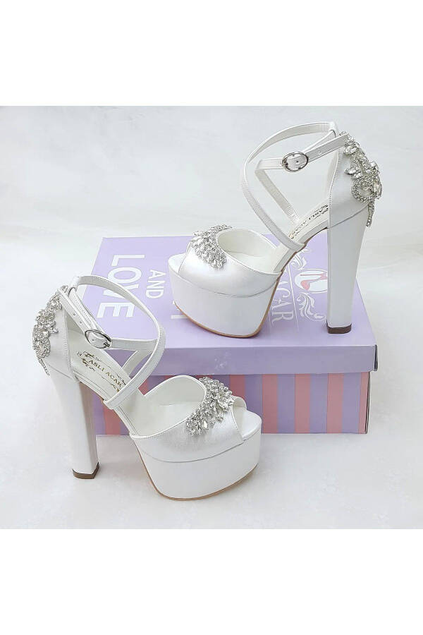 Cross Strapped Stone Design High Heel Bridal Shoes Aslı Acar - 3