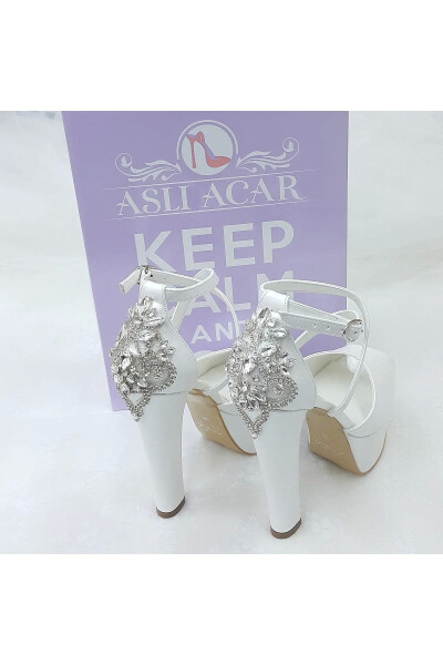 Cross Strapped Stone Design High Heel Bridal Shoes Aslı Acar - 4