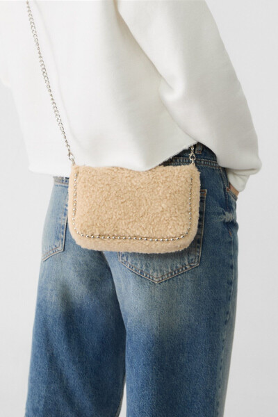 Crossbody bag with beads and faux fur - 3