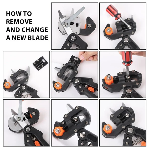 CROSSDESIGN Garden Tree Grafting Knife Cutting Tool Kit Pruning Pruner Shears Snip Scissors - 8