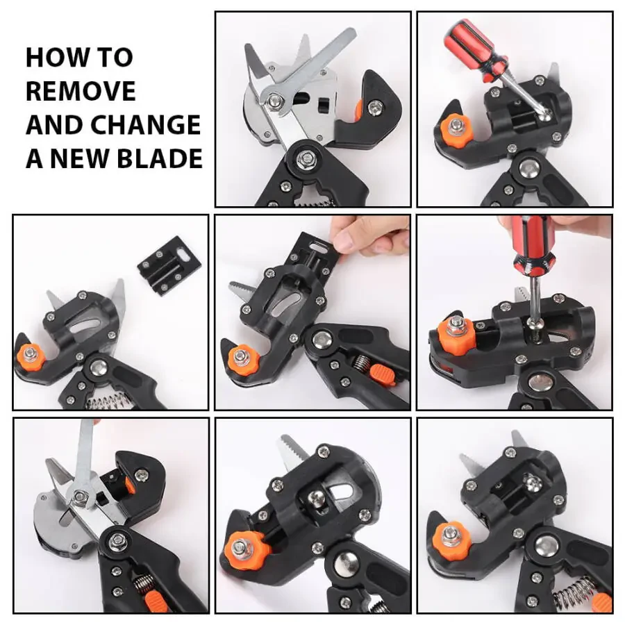 CROSSDESIGN Garden Tree Grafting Knife Cutting Tool Kit Pruning Pruner Shears Snip Scissors - 8