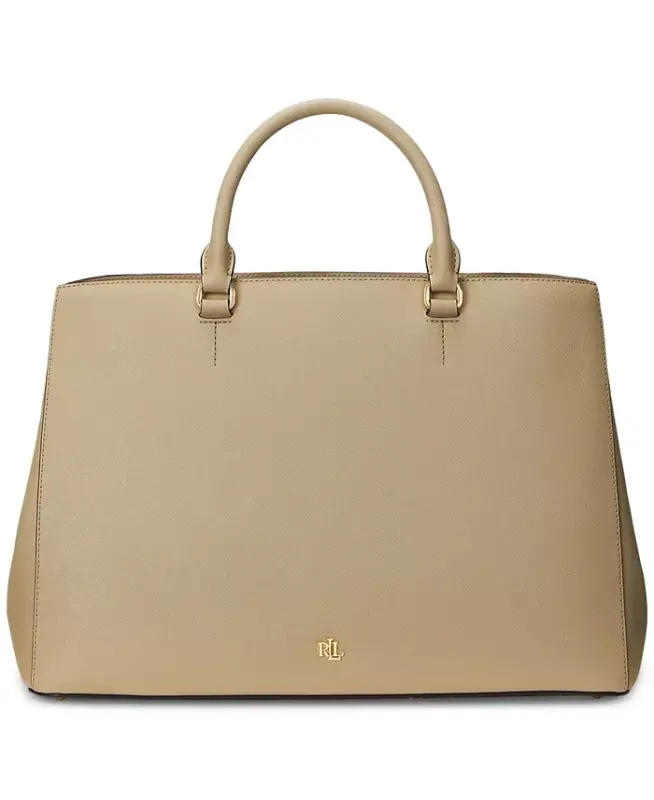 Crosshatch Leather Large Hanna Satchel-Birch Tan - LAUREN RALPH LAUREN